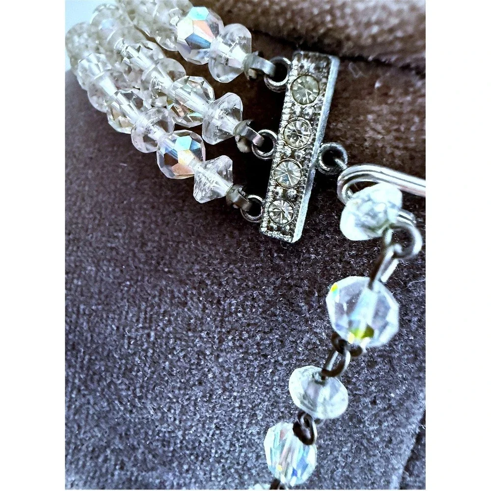 AB Glass Sugar Bead Multi‑Strand Necklace Vintage Sparkle 12